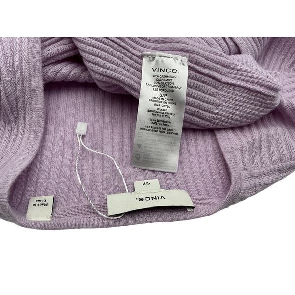 Vince Ribbed Lilac Cropped V Neck Cardigan Size S - Picture 4 of 4